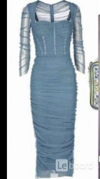 Платье новое dolce&gabbana италия s 42 серое сетка стретч миди вечернее коктельное нарядное стильное